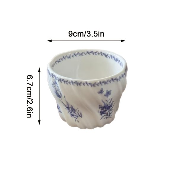1 Vintage Blue and White Porcelain Pattern Handheld Coffee Cup, Chinese-Japanese Style Ceramic Tea Cup, Suitable for Breakfast and Afternoon Tea, Exquisite Gift
