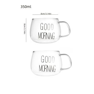 High Borosilicate Glass Transparent Coffee Cup, Glass Cereal Cup, Good Morning Cup, Milk Cup, Yogurt Tea Beverage, Oatmeal And Oatmeal Mixed Cup, INS Nordic Water Cup, Women'S Cup, Family Good Morning Cup, Good Morning Breakfast Cup, Student Cup - Image 6