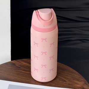 32Oz Cute Polka Dot Bow Print Stainless Steel Insulated Water Bottle - Portable Travel Cup for Hot & Cold Drinks, Easy to Clean, Perfect Gift for Christmas, Valentine'S Day, Back to School, Thanksgiving, Mother'S Day, And Birthdays - Image 8