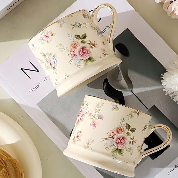A European-Style Light Luxury Floral Mug, a High-Quality Vintage Coffee Cup for Home Use, an Instagram-Style Gilded Ceramic Cup for Afternoon Tea, a Breakfast Milk Cup, an Office Water Cup, And a Summer Ice Cola Cup Or Iced Water Cup