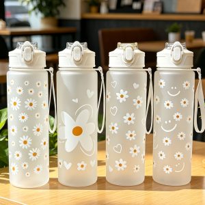 An 27.05oz Summer Daisy-Themed Straw Cup, Fresh and Portable, the Best Gift for Outdoor Camping, Summer Cup - Image 3