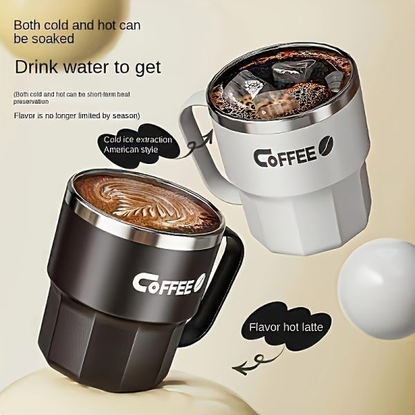 Double Insulated Stainless Coffee Mug with Lid - Reusable Cup, & Color Options, Dishwasher Travel-Friendly for Coffee & Tea - Perfect Gift for Holidays, Office, Camping (Ideal for hot