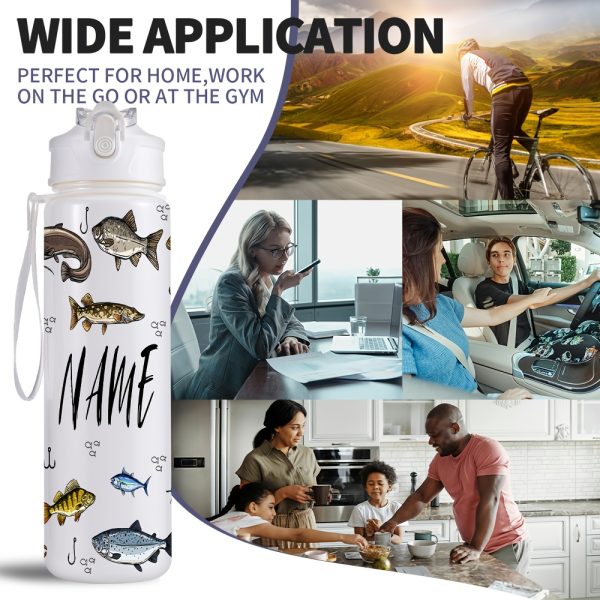 1pc of a 26Oz (760Ml) Personalized Sports Water Bottle with a Straw, Perfect for Gym Workouts And Outdoor Activities. an Ideal Summer Gift for Loved Ones, It'S Also a Great Option for Outdoor Sports Fans, Featuring a Fish Pattern Design