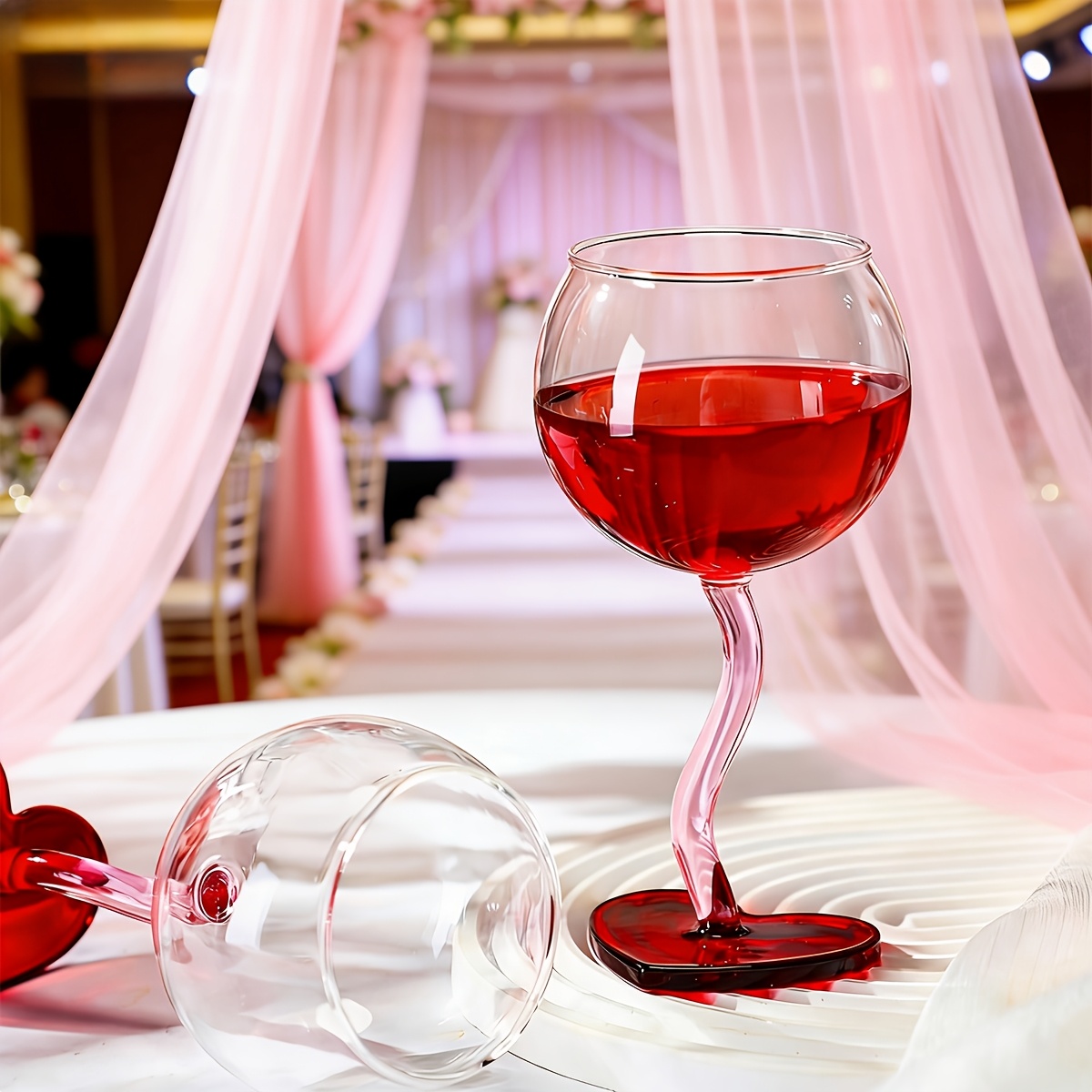1 Heart-Shaped Wine Glass, Cute Pink Wine Glass, Suitable for Girlfriend, Women, Birthday, Wedding Anniversary, Valentine