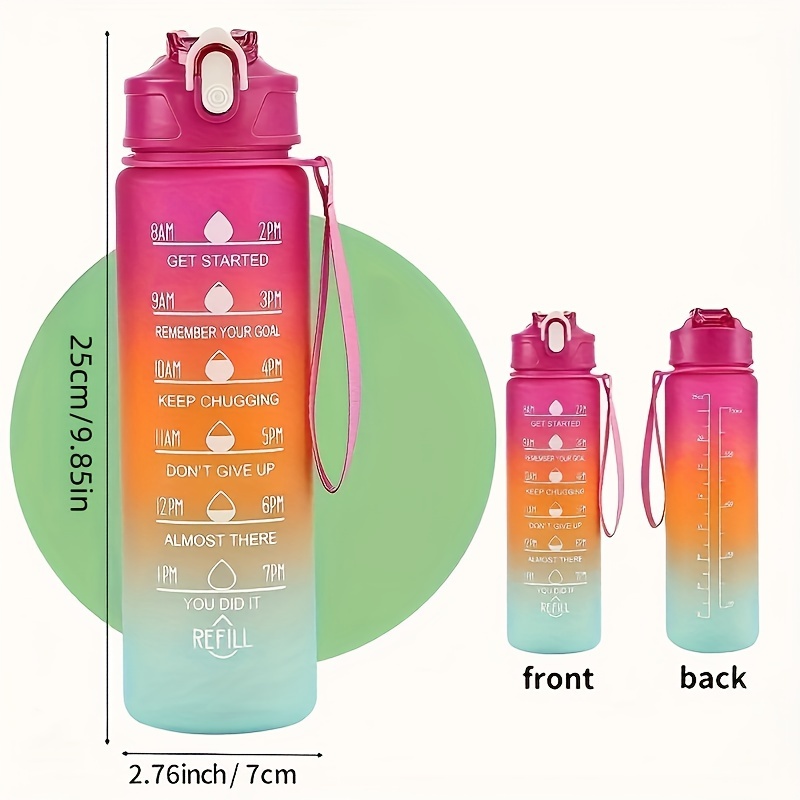 1pc Gradient Sports Water Bottle with Straw & Time Marker - Leakproof, Motivational Polycarbonate Cup - For Men & Women - Perfect for Outdoor Fitness, Hiking, Camping, Gym Activities & Travel - Ideal Gift for Athletes & Fitness Enthusiasts - Image 9