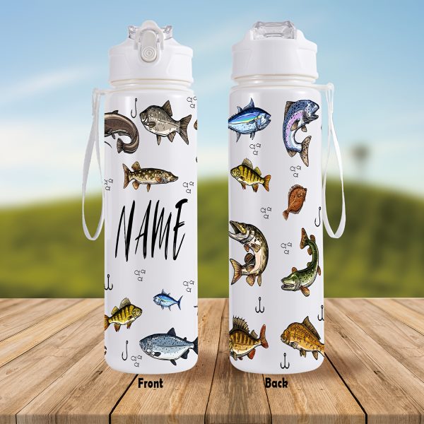 1pc of a 26Oz (760Ml) Personalized Sports Water Bottle with a Straw, Perfect for Gym Workouts And Outdoor Activities. an Ideal Summer Gift for Loved Ones, It'S Also a Great Option for Outdoor Sports Fans, Featuring a Fish Pattern Design