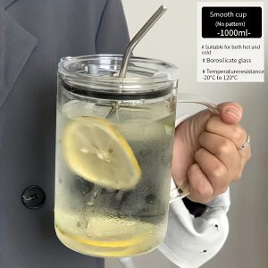 Straw Glass Drinking Cup with Lid Ladies Birthday Gift Gift Fashion Things Coffee Lover Gift Creative Bridesmaid Wedding Gift Glass Tumbler Cup Her Gift with Straw, Large Capacity, Cute - Image 2