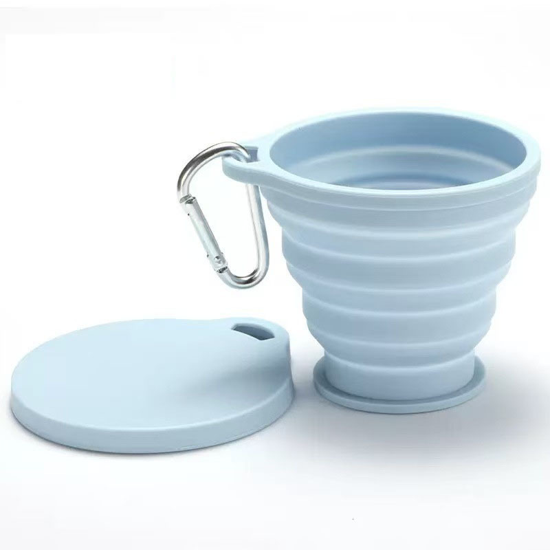 1 Foldable Silicone Water Cup, a Portable Travel Rinse Cup with Lid, Heat-resistant Tea Cup, Beverage Cup, Featuring a Carabiner Design for Hanging on Backpacks. Suitable for Camping, Outdoor Activities, Hiking, Cycling, Parties, Etc. - Image 8