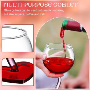 1 Heart-Shaped Wine Glass, Cute Pink Wine Glass, Suitable for Girlfriend, Women, Birthday, Wedding Anniversary, Valentine's Day - Image 10