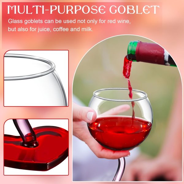 1 Heart-Shaped Wine Glass, Cute Pink Wine Glass, Suitable for Girlfriend, Women, Birthday, Wedding Anniversary, Valentine's Day