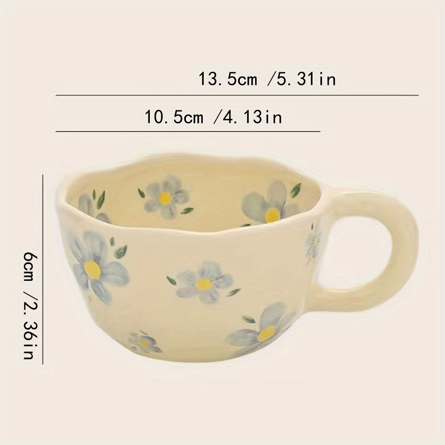 8.5oz Milky Yellow Ceramic Tulip Mug - Hand Pinched Irregular Coffee Cup, Matcha Tea Cup, Oatmeal Cup, Small Flower Breakfast Cup, Reusable for Home, Office or Cafe, Gift for Birthdays, Christmas, Halloween, Easter, Youngster