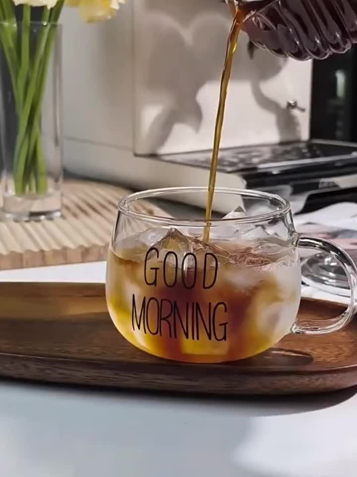 High Borosilicate Glass Transparent Coffee Cup, Glass Cereal Cup, Good Morning Cup, Milk Cup, Yogurt Tea Beverage, Oatmeal And Oatmeal Mixed Cup, INS Nordic Water Cup, Women