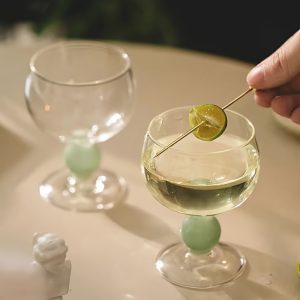 Elegant Vintage Green Glass Goblet - Perfect for Wine, Champagne, Juice & Cocktails - Hand Wash Only - Versatile Drinkware for Any Occasion