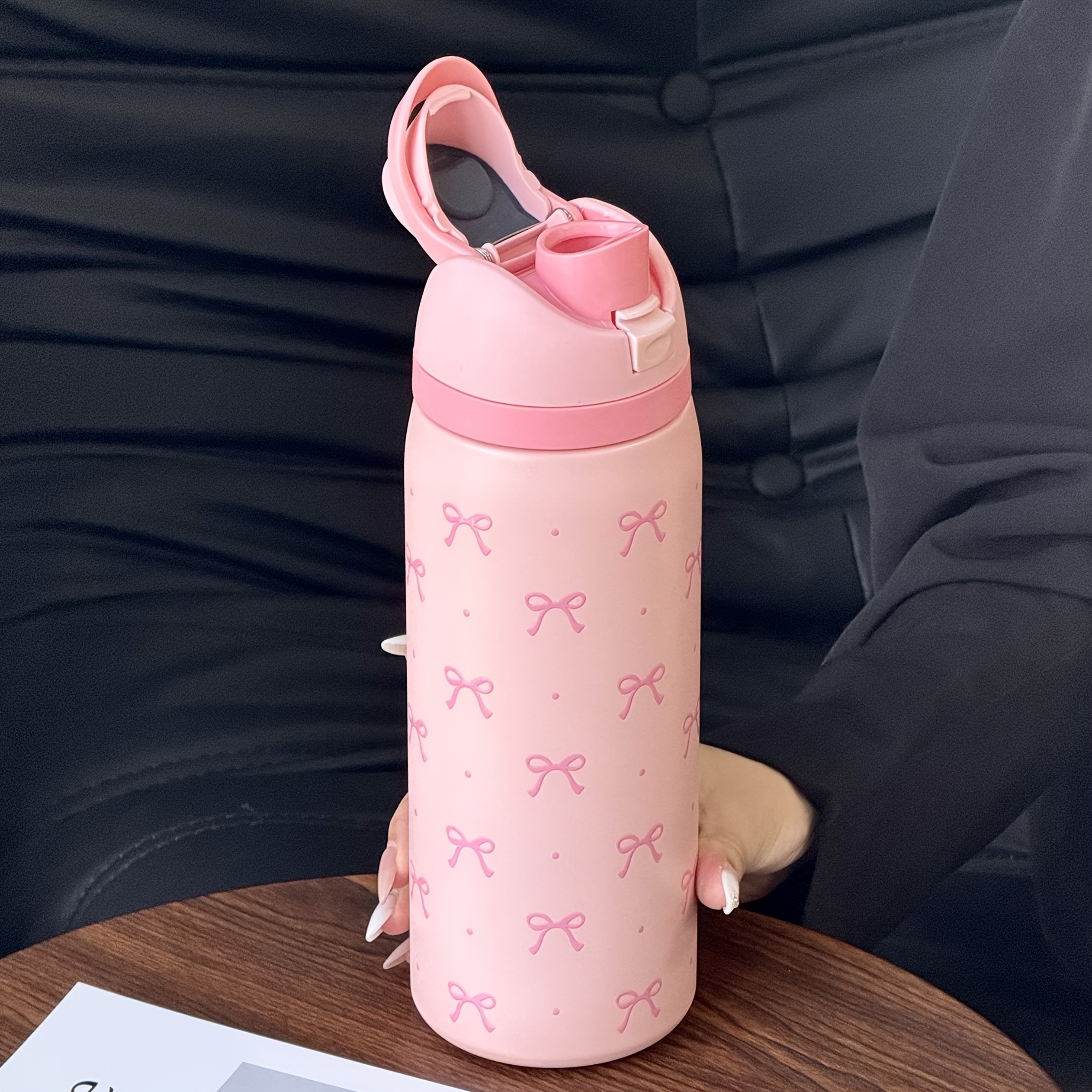 32Oz Cute Polka Dot Bow Print Stainless Steel Insulated Water Bottle - Portable Travel Cup for Hot & Cold Drinks, Easy to Clean, Perfect Gift for Christmas, Valentine