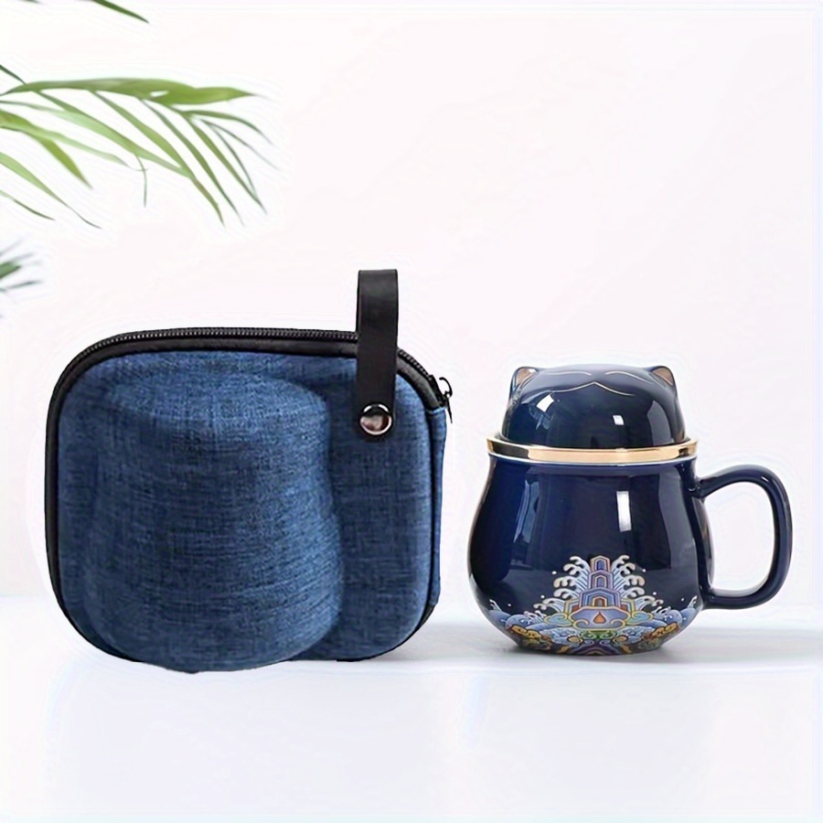 Ceramic Cat Cup with Portable Bag - Reusable, Insulated, Floral Design, Machine Washable, Ideal for Travel, Perfect for Home or Office Use, Ceramic Cup with Lid, | Floral Design Cup | Ceramic Cup - Image 9