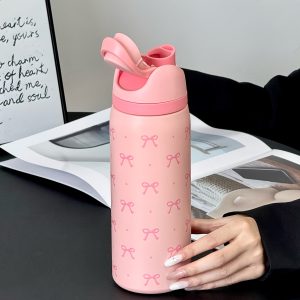 32Oz Cute Polka Dot Bow Print Stainless Steel Insulated Water Bottle - Portable Travel Cup for Hot & Cold Drinks, Easy to Clean, Perfect Gift for Christmas, Valentine'S Day, Back to School, Thanksgiving, Mother'S Day, And Birthdays - Image 3