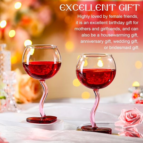 1 Heart-Shaped Wine Glass, Cute Pink Wine Glass, Suitable for Girlfriend, Women, Birthday, Wedding Anniversary, Valentine's Day