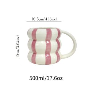 1pc, 16.91oz Large Capacity Lovely Circle Ceramic Cups, Creative Couple Cups, Coffee Cups, Milk Cups, Hot Chocolate, Polka Dots And Striped Patterns for Hot And Cold Drinks, Valentine'S Day, Christmas, Gatherings, Parties, Holiday Gifts - Image 7