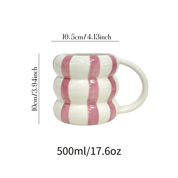 1pc, 16.91oz Large Capacity Lovely Circle Ceramic Cups, Creative Couple Cups, Coffee Cups, Milk Cups, Hot Chocolate, Polka Dots And Striped Patterns for Hot And Cold Drinks, Valentine'S Day, Christmas, Gatherings, Parties, Holiday Gifts