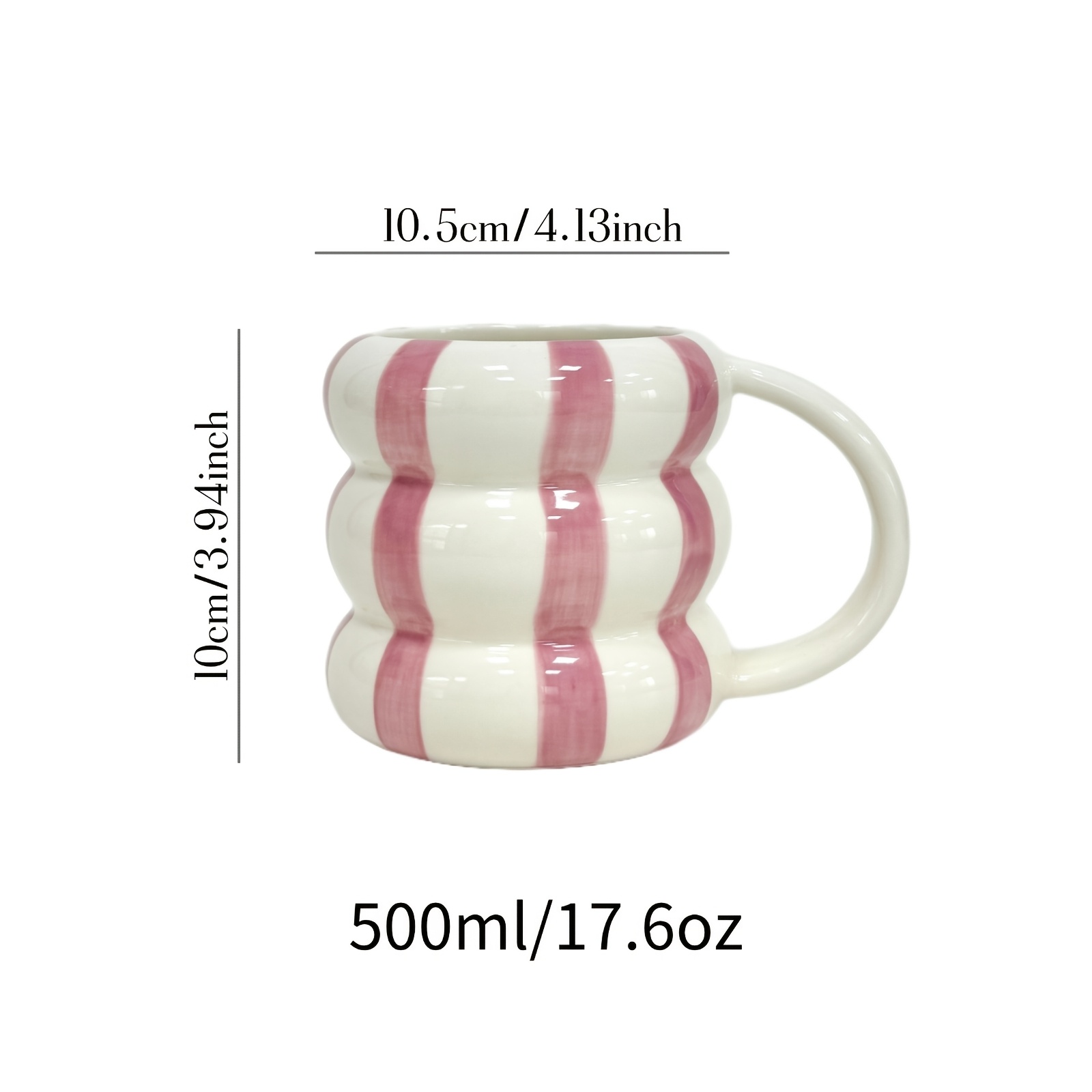 1pc, 16.91oz Large Capacity Lovely Circle Ceramic Cups, Creative Couple Cups, Coffee Cups, Milk Cups, Hot Chocolate, Polka Dots And Striped Patterns for Hot And Cold Drinks, Valentine
