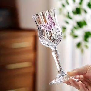 2/4pcs Set Single Butterfly Design Glass Goblets, Bow Design Glass Wine Glasses, Cute Tulip-Shaped Red Wine Glasses, Suitable for Family Gatherings, Parties, Weddings, Wine Tasting, Reusable and Easy to Clean - Image 9
