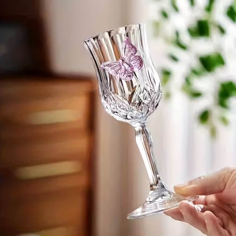 2/4pcs Set Single Butterfly Design Glass Goblets, Bow Design Glass Wine Glasses, Cute Tulip-Shaped Red Wine Glasses, Suitable for Family Gatherings, Parties, Weddings, Wine Tasting, Reusable and Easy to Clean - Image 9