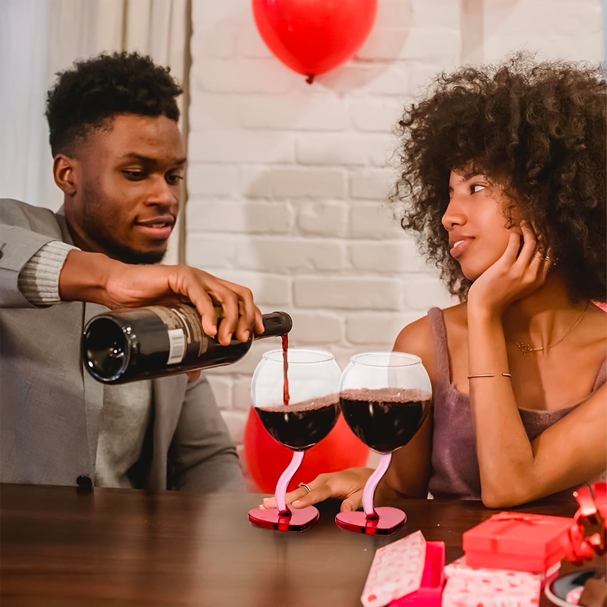1 Heart-Shaped Wine Glass, Cute Pink Wine Glass, Suitable for Girlfriend, Women, Birthday, Wedding Anniversary, Valentine