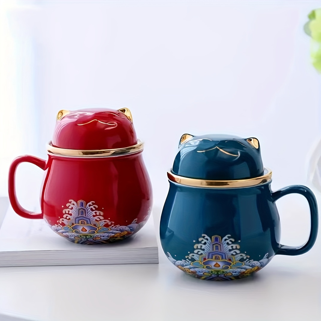 Ceramic Cat Cup with Portable Bag - Reusable, Insulated, Floral Design, Machine Washable, Ideal for Travel, Perfect for Home or Office Use, Ceramic Cup with Lid, | Floral Design Cup | Ceramic Cup - Image 10