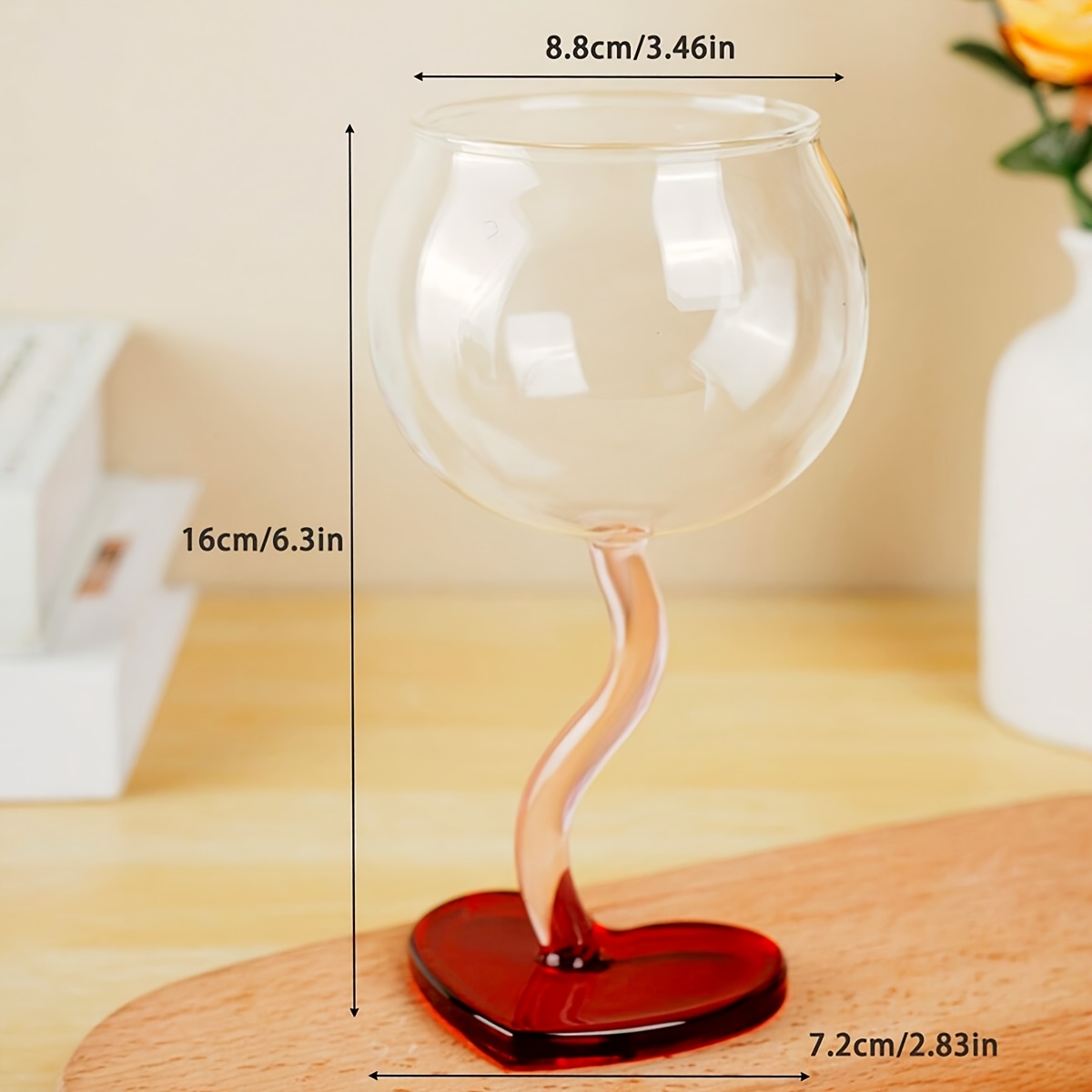 1 Heart-Shaped Wine Glass, Cute Pink Wine Glass, Suitable for Girlfriend, Women, Birthday, Wedding Anniversary, Valentine