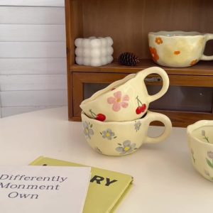 8.5oz Milky Yellow Ceramic Tulip Mug - Hand Pinched Irregular Coffee Cup, Matcha Tea Cup, Oatmeal Cup, Small Flower Breakfast Cup, Reusable for Home, Office or Cafe, Gift for Birthdays, Christmas, Halloween, Easter, Youngster's Day - Image 10
