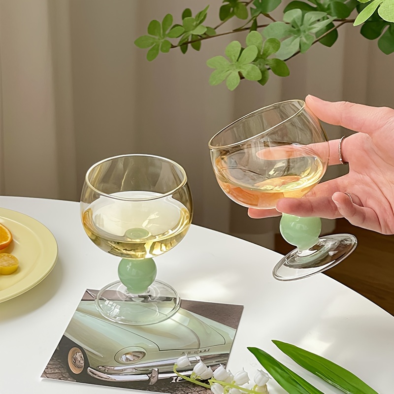Elegant Vintage Green Glass Goblet - Perfect for Wine, Champagne, Juice & Cocktails - Hand Wash Only - Versatile Drinkware for Any Occasion - Image 4