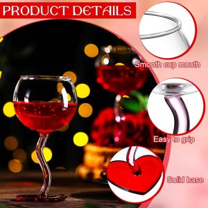 1 Heart-Shaped Wine Glass, Cute Pink Wine Glass, Suitable for Girlfriend, Women, Birthday, Wedding Anniversary, Valentine's Day - Image 7