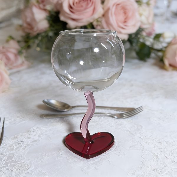 1 Heart-Shaped Wine Glass, Cute Pink Wine Glass, Suitable for Girlfriend, Women, Birthday, Wedding Anniversary, Valentine's Day