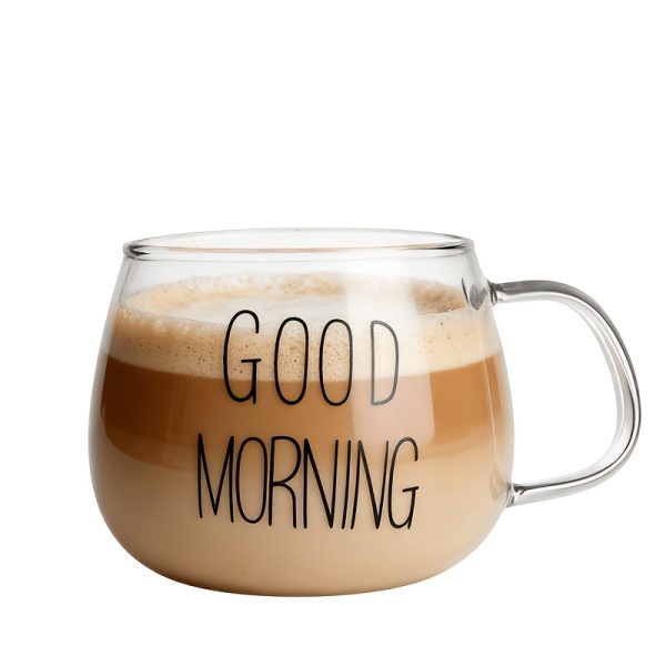 High Borosilicate Glass Transparent Coffee Cup, Glass Cereal Cup, Good Morning Cup, Milk Cup, Yogurt Tea Beverage, Oatmeal And Oatmeal Mixed Cup, INS Nordic Water Cup, Women'S Cup, Family Good Morning Cup, Good Morning Breakfast Cup, Student Cup