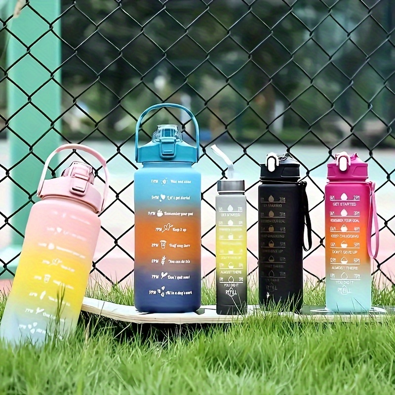 1pc Gradient Sports Water Bottle with Straw & Time Marker - Leakproof, Motivational Polycarbonate Cup - For Men & Women - Perfect for Outdoor Fitness, Hiking, Camping, Gym Activities & Travel - Ideal Gift for Athletes & Fitness Enthusiasts - Image 4