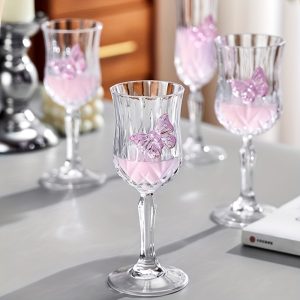 2/4pcs Set Single Butterfly Design Glass Goblets, Bow Design Glass Wine Glasses, Cute Tulip-Shaped Red Wine Glasses, Suitable for Family Gatherings, Parties, Weddings, Wine Tasting, Reusable and Easy to Clean