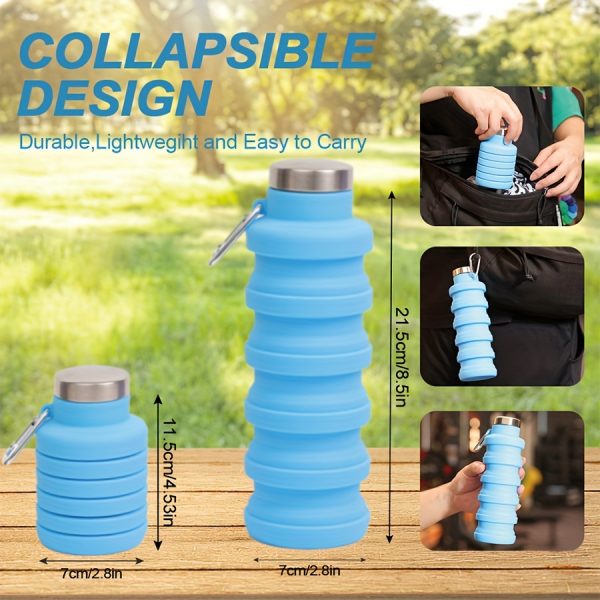 1pc Portable Folding Cup, Collapsible Silicone Water Cup, Reuseable 16oz, Lightweight Leakproof Portable Travel Water Bottles for Traveling Camping Hiking Sports Outdoors