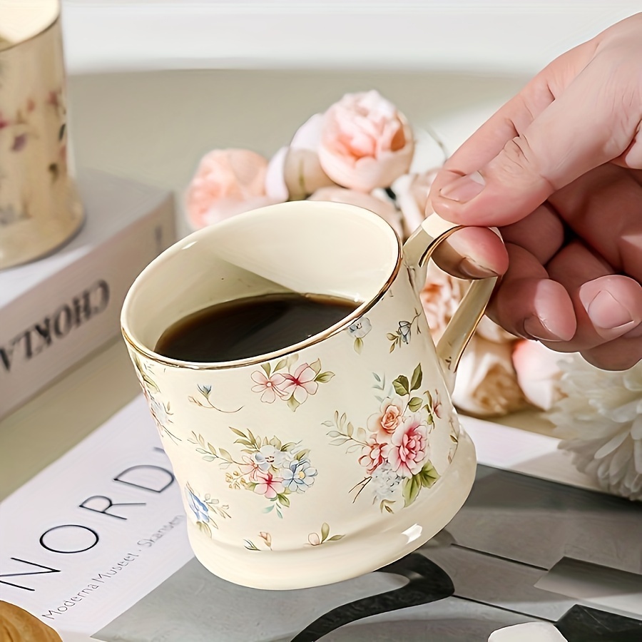 A European-Style Light Luxury Floral Mug, a High-Quality Vintage Coffee Cup for Home Use, an Instagram-Style Gilded Ceramic Cup for Afternoon Tea, a Breakfast Milk Cup, an Office Water Cup, And a Summer Ice Cola Cup Or Iced Water Cup - Image 3