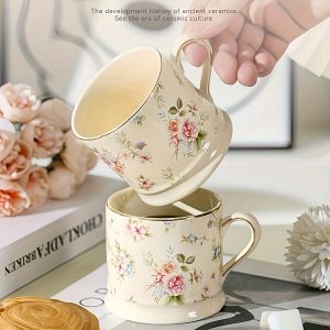 A European-Style Light Luxury Floral Mug, a High-Quality Vintage Coffee Cup for Home Use, an Instagram-Style Gilded Ceramic Cup for Afternoon Tea, a Breakfast Milk Cup, an Office Water Cup, And a Summer Ice Cola Cup Or Iced Water Cup - Image 7