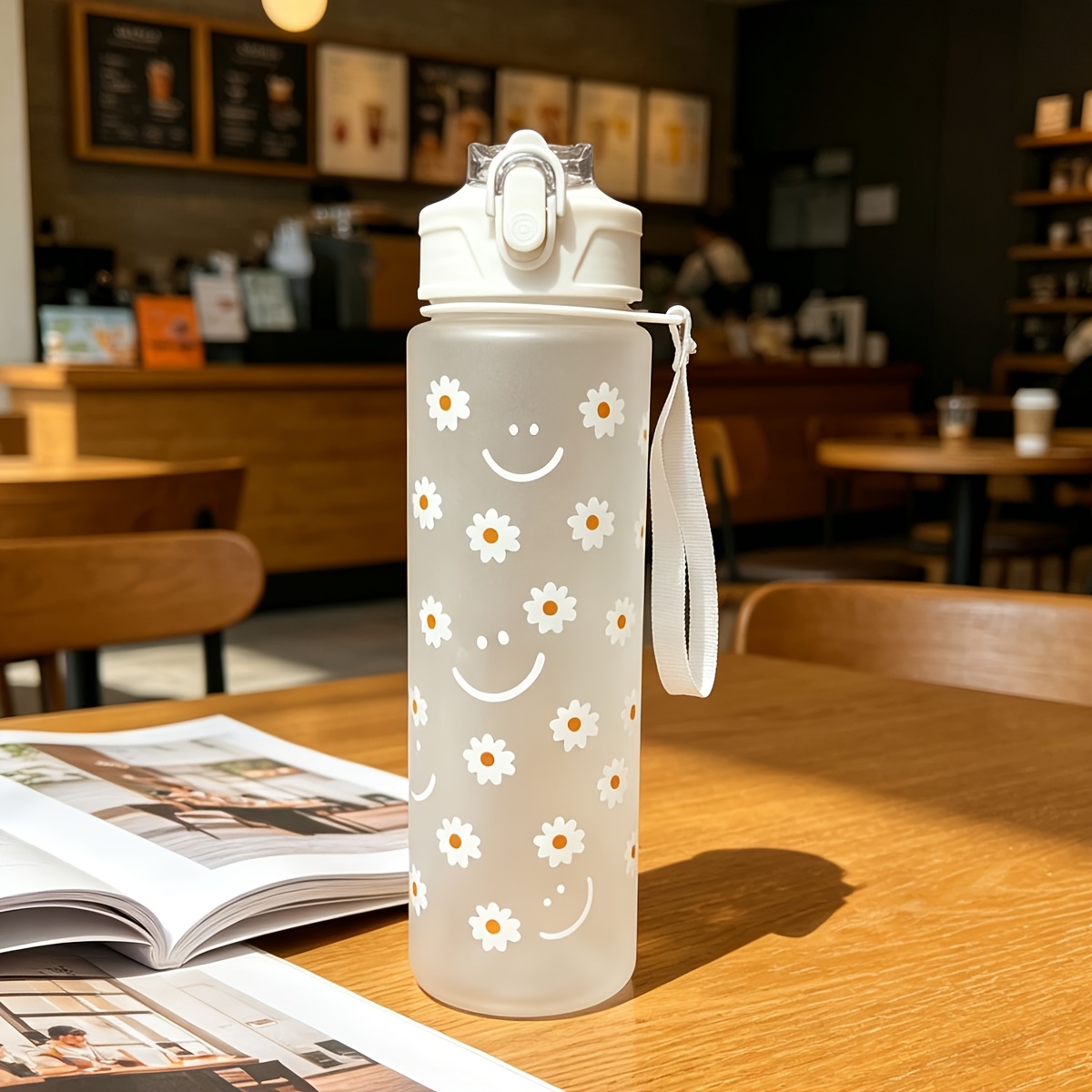 An 27.05oz Summer Daisy-Themed Straw Cup, Fresh and Portable, the Best Gift for Outdoor Camping, Summer Cup - Image 2