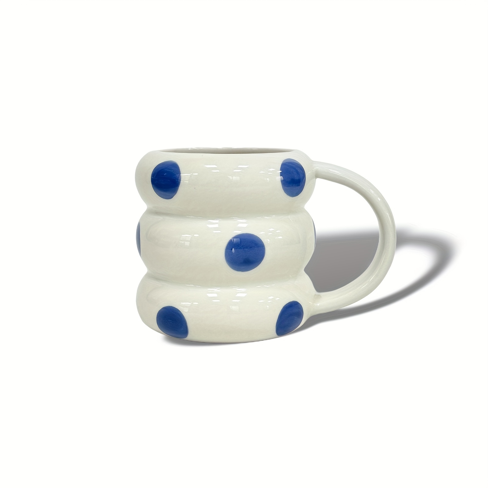 1pc, 16.91oz Large Capacity Lovely Circle Ceramic Cups, Creative Couple Cups, Coffee Cups, Milk Cups, Hot Chocolate, Polka Dots And Striped Patterns for Hot And Cold Drinks, Valentine
