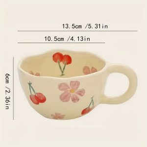 8.5oz Milky Yellow Ceramic Tulip Mug - Hand Pinched Irregular Coffee Cup, Matcha Tea Cup, Oatmeal Cup, Small Flower Breakfast Cup, Reusable for Home, Office or Cafe, Gift for Birthdays, Christmas, Halloween, Easter, Youngster's Day - Image 7