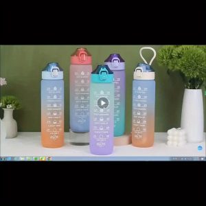 1pc Gradient Sports Water Bottle with Straw & Time Marker - Leakproof, Motivational Polycarbonate Cup - For Men & Women - Perfect for Outdoor Fitness, Hiking, Camping, Gym Activities & Travel - Ideal Gift for Athletes & Fitness Enthusiasts - Image 10