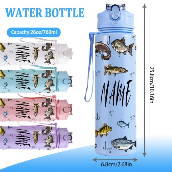 1pc of a 26Oz (760Ml) Personalized Sports Water Bottle with a Straw, Perfect for Gym Workouts And Outdoor Activities. an Ideal Summer Gift for Loved Ones, It'S Also a Great Option for Outdoor Sports Fans, Featuring a Fish Pattern Design