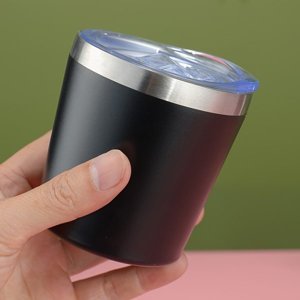 1pc, 8 Ounces, 260Ml, Mini Insulated Milk Cup, Small Capacity Red Wine Glass, Coffee Cup, Double-Layer Stainless Steel Vacuum Insulated Cup, Ice Cup, Compact And Convenient, with Lid, Suitable for Coffee, Red Wine, Tea