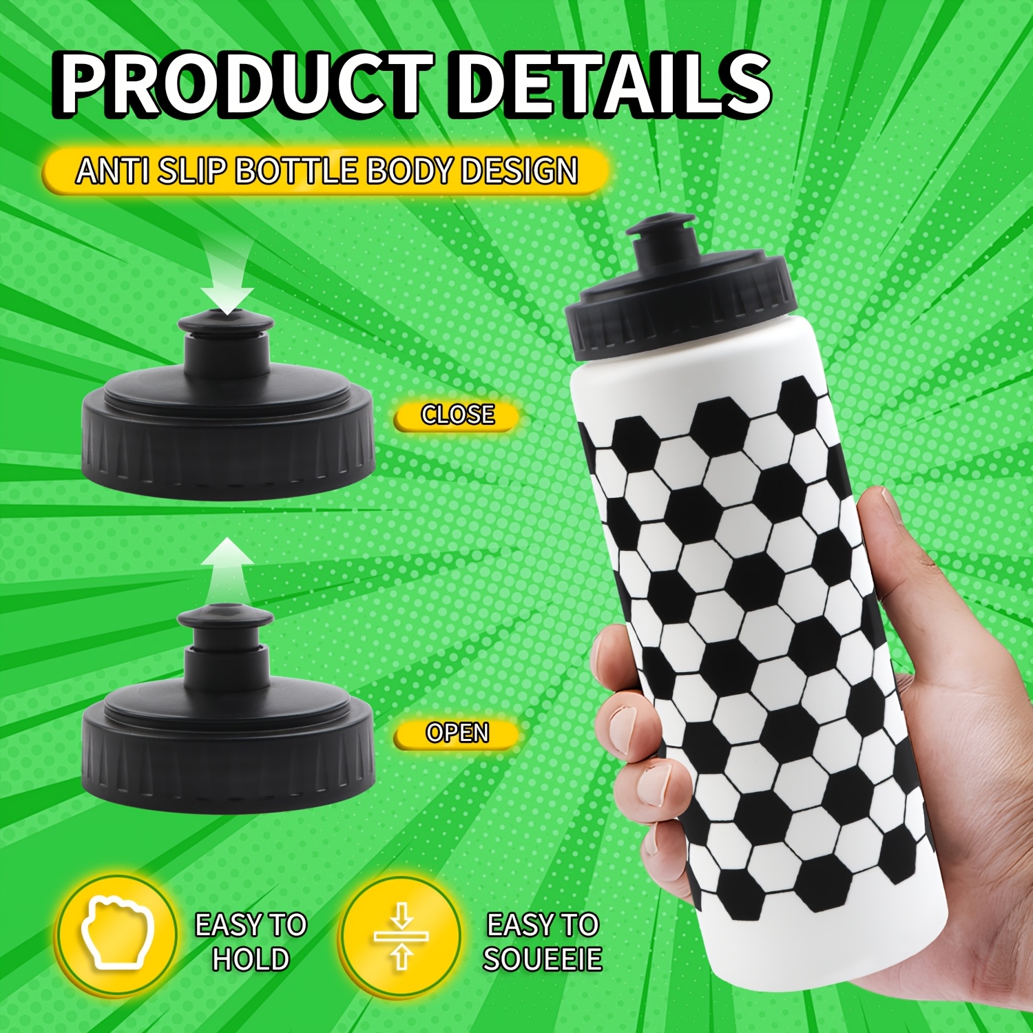 1pc Lightweight Hexagonal Pattern Sports Water Bottle - Durable Plastic with Easy-Pull Lid, Ideal for Students, Perfect for School Sports & Outdoor Activities - Image 3