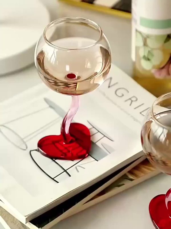 1 Heart-Shaped Wine Glass, Cute Pink Wine Glass, Suitable for Girlfriend, Women, Birthday, Wedding Anniversary, Valentine's Day