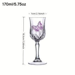2/4pcs Set Single Butterfly Design Glass Goblets, Bow Design Glass Wine Glasses, Cute Tulip-Shaped Red Wine Glasses, Suitable for Family Gatherings, Parties, Weddings, Wine Tasting, Reusable and Easy to Clean - Image 3
