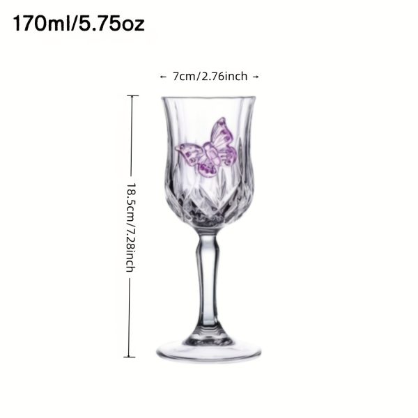 2/4pcs Set Single Butterfly Design Glass Goblets, Bow Design Glass Wine Glasses, Cute Tulip-Shaped Red Wine Glasses, Suitable for Family Gatherings, Parties, Weddings, Wine Tasting, Reusable and Easy to Clean
