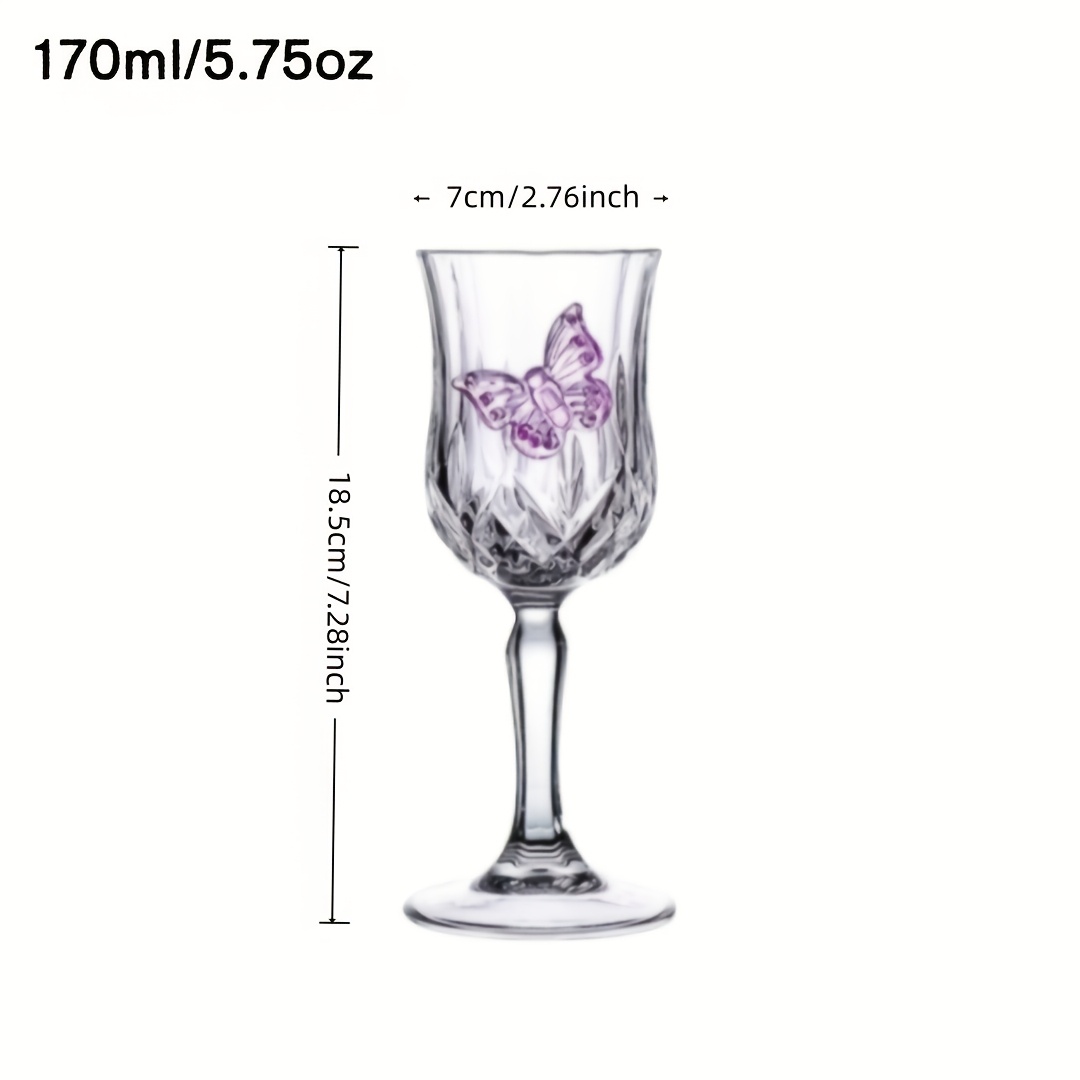 2/4pcs Set Single Butterfly Design Glass Goblets, Bow Design Glass Wine Glasses, Cute Tulip-Shaped Red Wine Glasses, Suitable for Family Gatherings, Parties, Weddings, Wine Tasting, Reusable and Easy to Clean - Image 3
